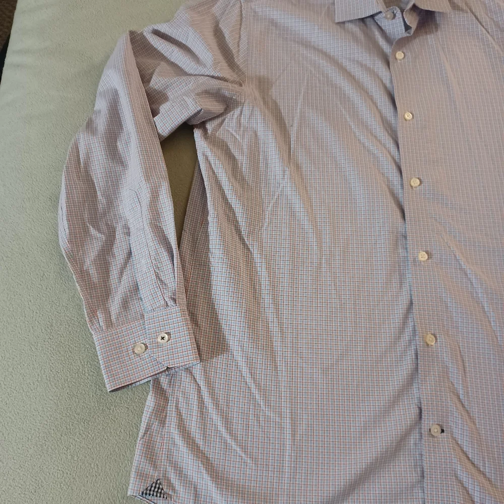 Banana Republic mens Camden Fit button up dress shirt size Medium Orange Blue